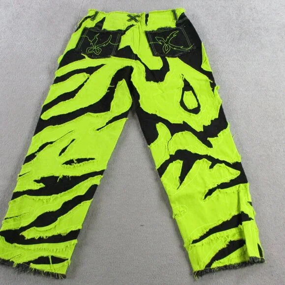 Cool Shirtz Portal Reversible Jeans Size 36 Neon Black Reversible Baggy Heavy - Picture 4 of 15